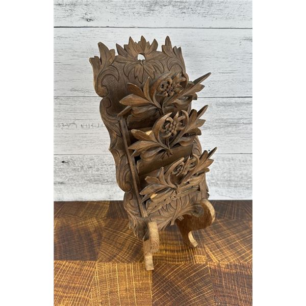 Victorian Carved Wood Letter Holder