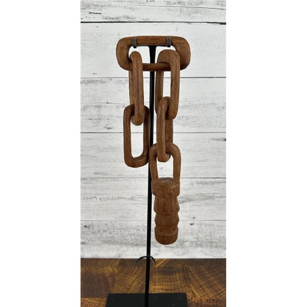 Folk Art Carved Wood Chain Whimsy