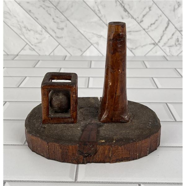 Folk Art Ball In Cage Whimsy Pen Holder