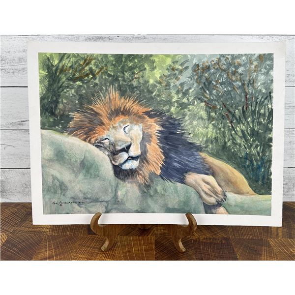 Tom Schenarts Watercolor Painting Cat Nap
