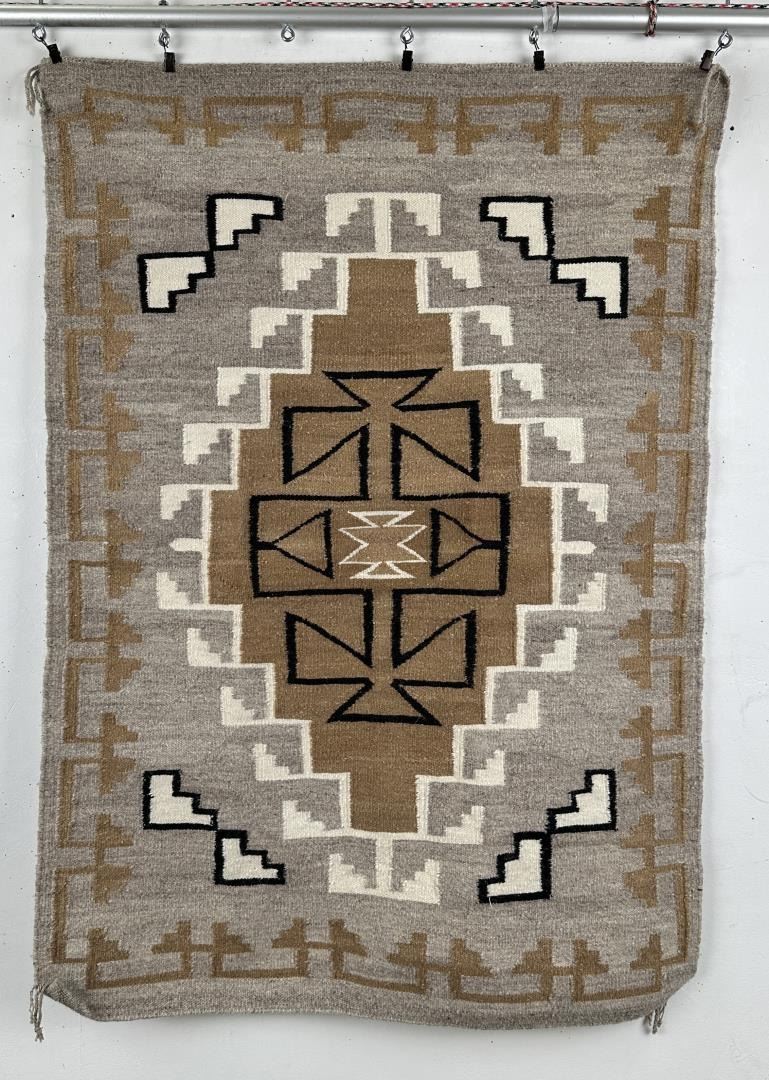 Navajo Indian Two Grey Hills Blanket Rug