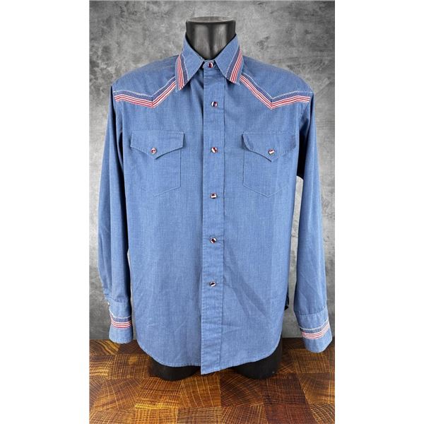 Vintage Red White Blue Cowboy Chambray Shirt
