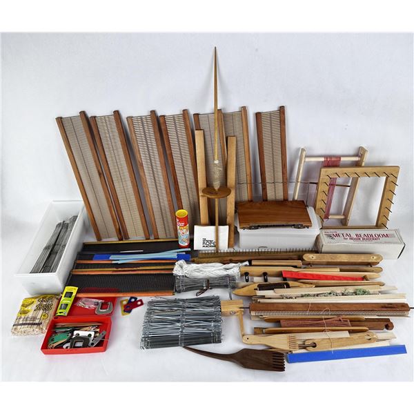 Large Collection of Loom Pieces Shuttles