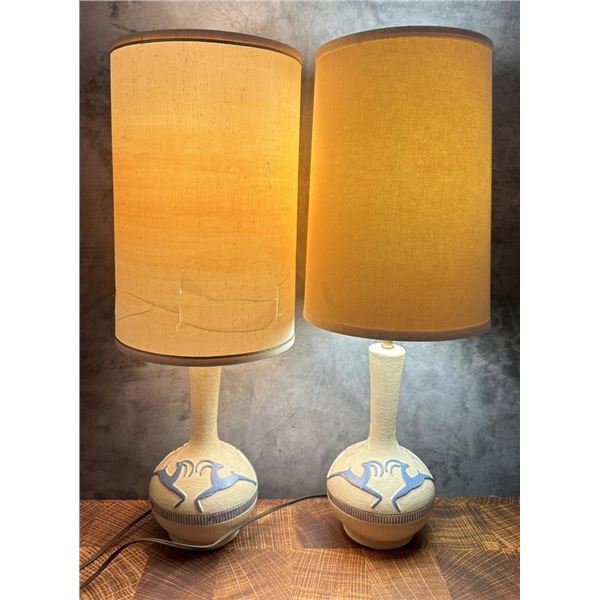 Mid Century Anasazi Pattern Lamps