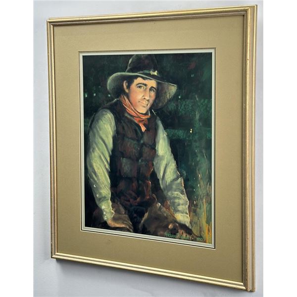 H Steven Oiestad Pastel Cowboy Drawing