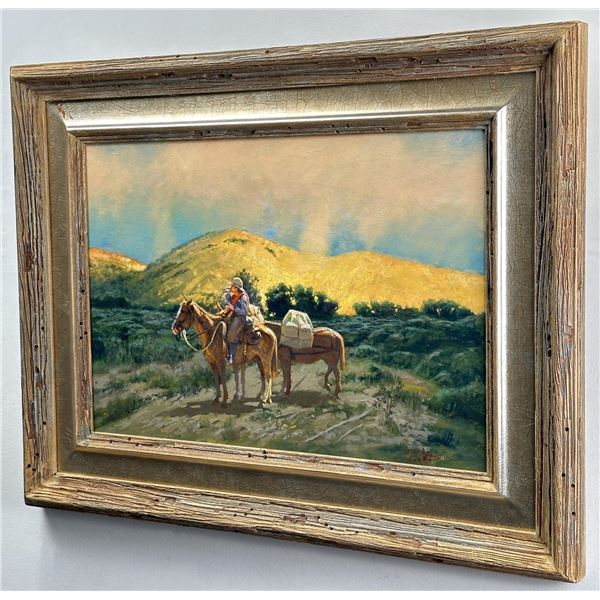 Don Prechtel Cowboy Oil on Board Painting