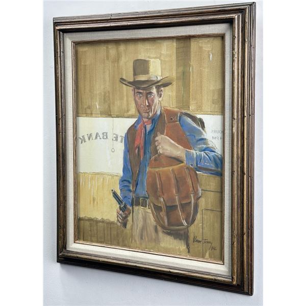 Verne Tossey Cowboy Gouache Painting