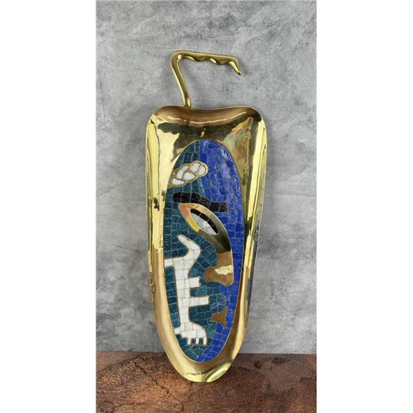 Salvador Teran Mid Century Brass Mosiac Tray