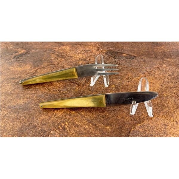 Carl Aubock Steer Horn Fork and Knife