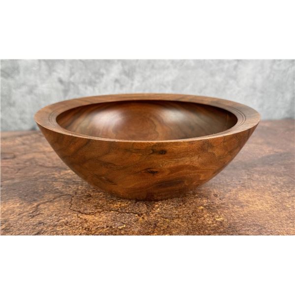 Handmade Signed Turned Walnut Bowl