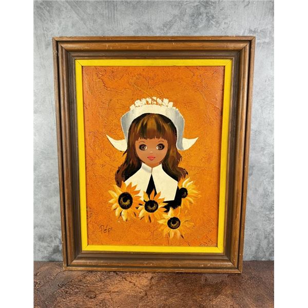 Mid Century Pepi Oil on Board Painting