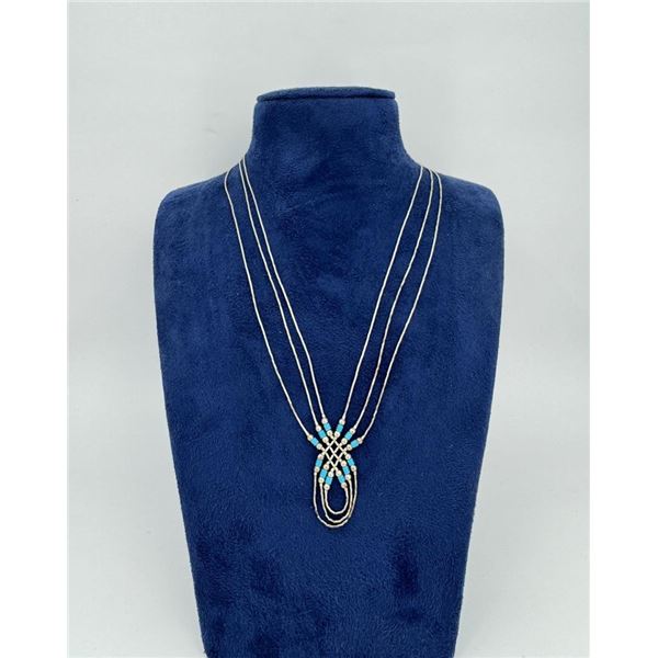 Navajo Liquid Sterling Silver Turquoise Necklace