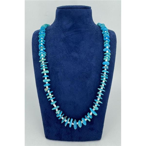 Navajo Turquoise Heishi Pueblo Tab Necklace