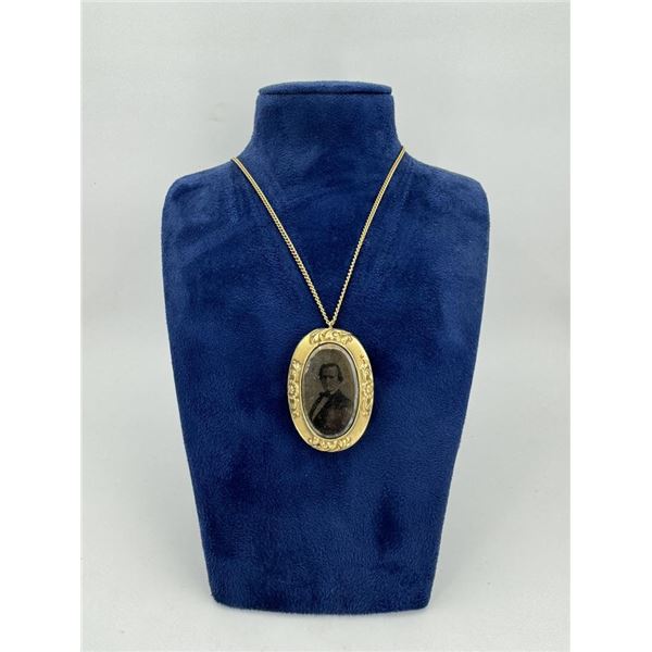 Antique Tintype Photo Locket Necklace