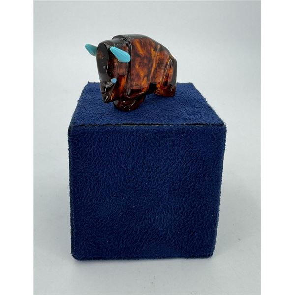 Zuni Carved Amber Buffalo Fetish