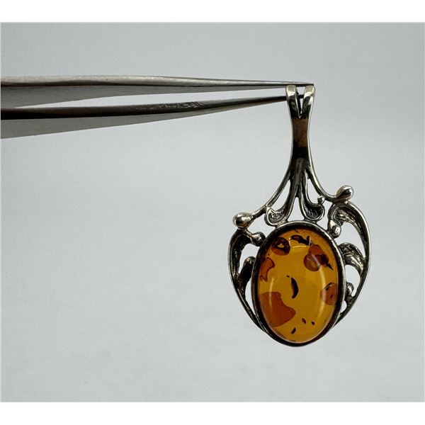 Sterling Silver Amber Necklace Pendant