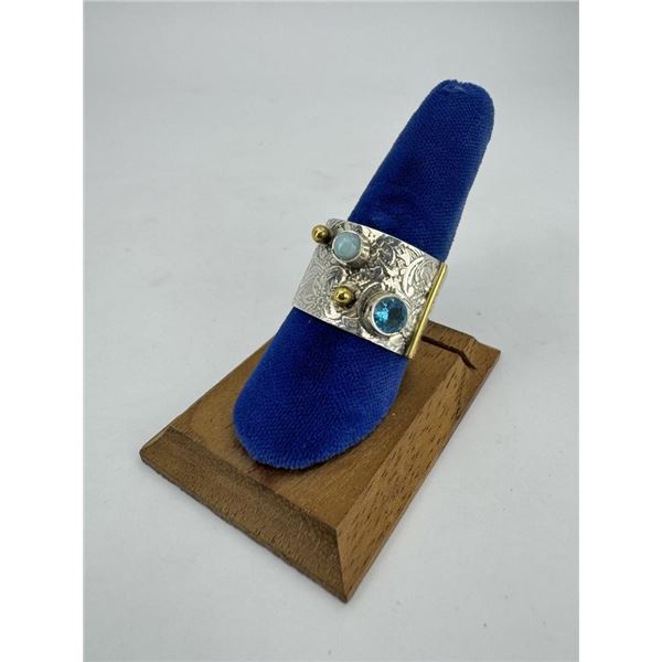 Sterling Silver Larimar Topaz Ring