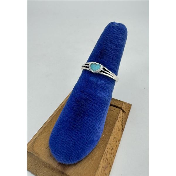 Sterling Silver Turquoise Inlaid Heart Ring