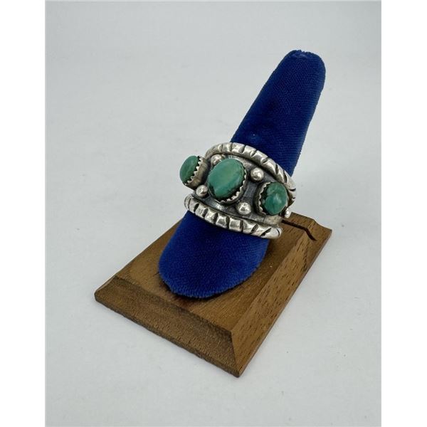 Old Pawn Navajo Sterling Turquoise Ring