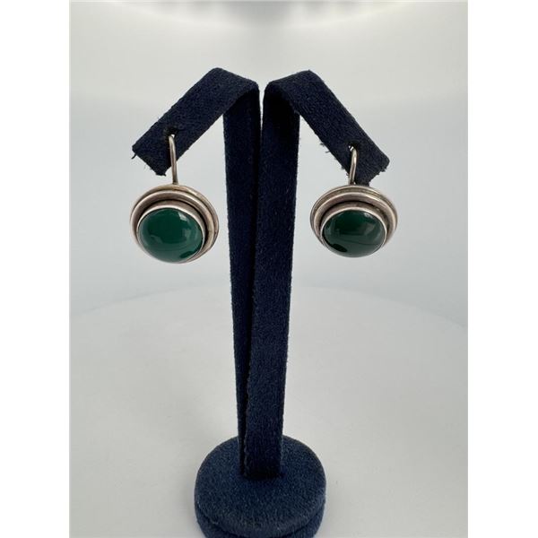 Navajo Sterling Silver Malachite Earrings