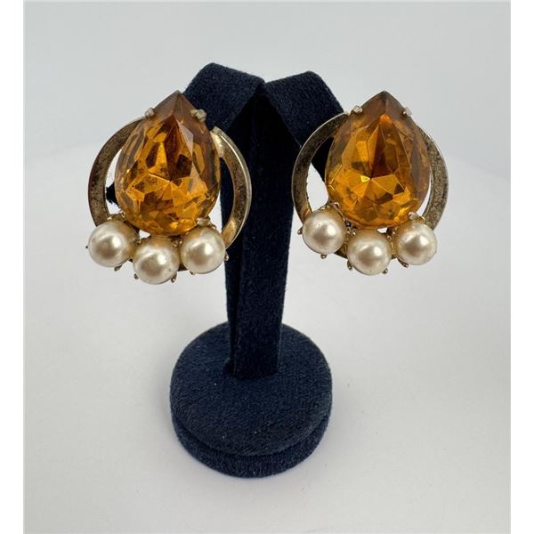 Coro Costume Jewelry Rhinestone Earrings