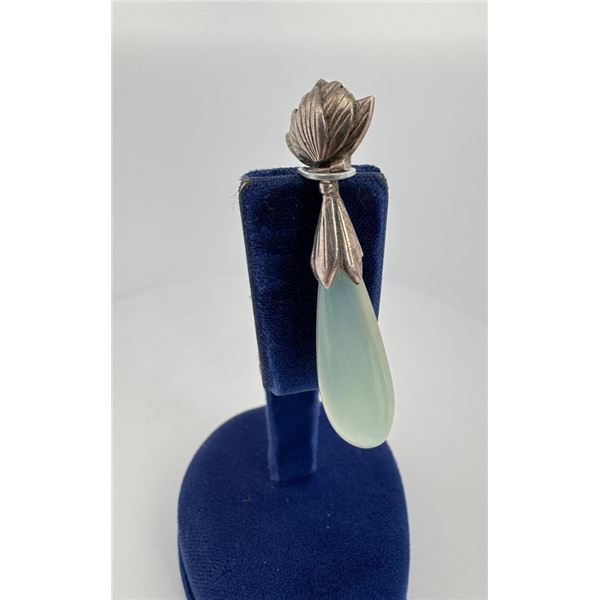 Chinese Sterling Silver Green Jade Pendant