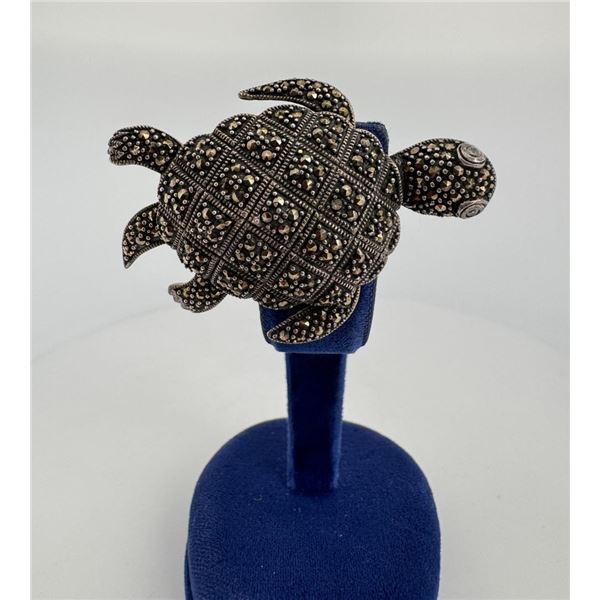 Sterling Silver Marcasite Turtle Brooch