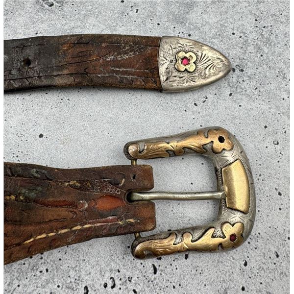 Sterling Silver Cowboy Ranger Belt Buckle Set