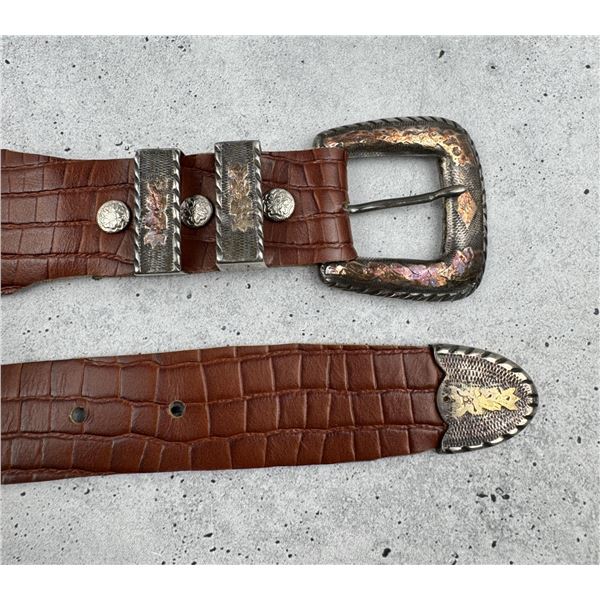 Sterling Silver Cowboy Ranger Belt Buckle Set