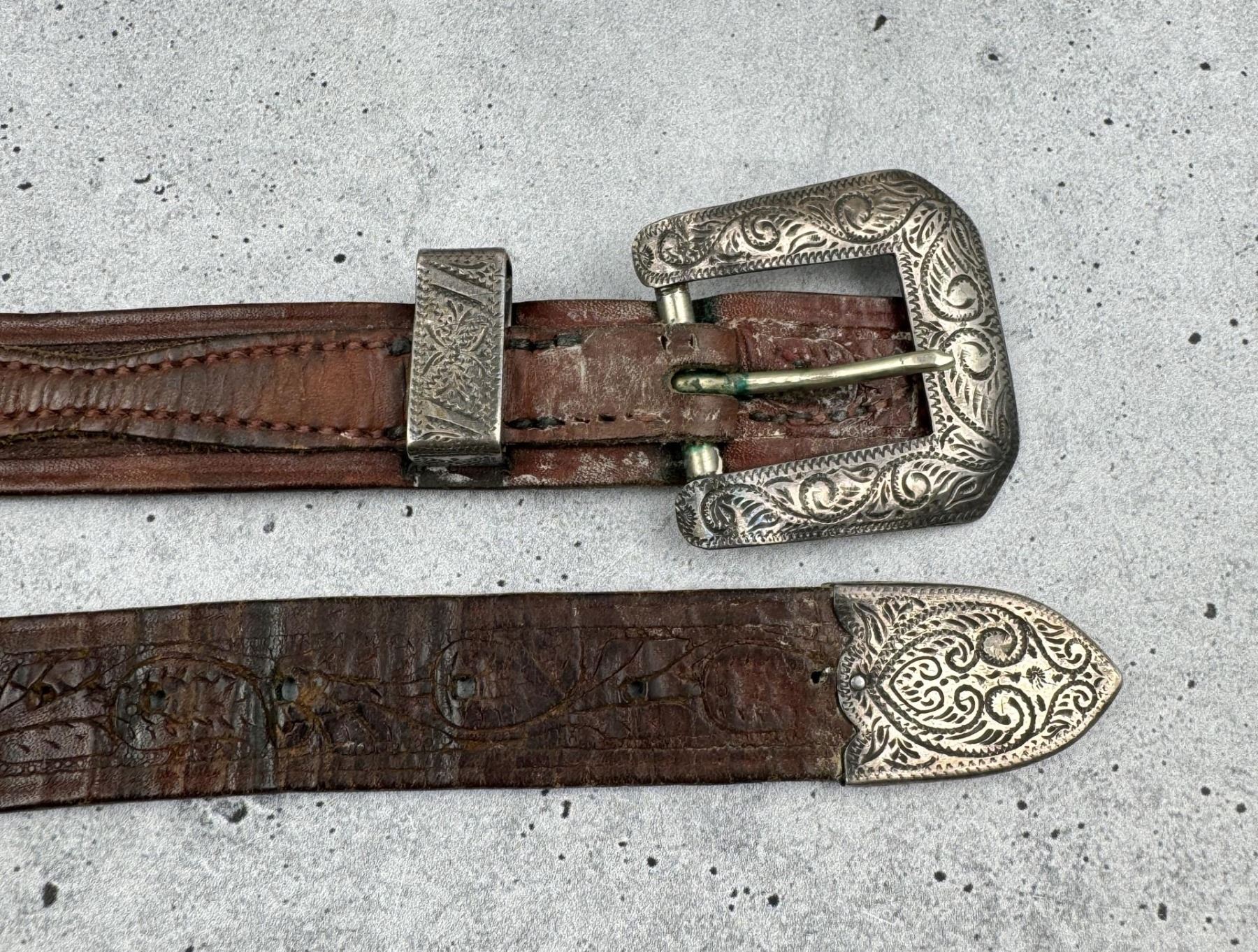 Sterling Silver Cowboy Ranger Belt Buckle Set
