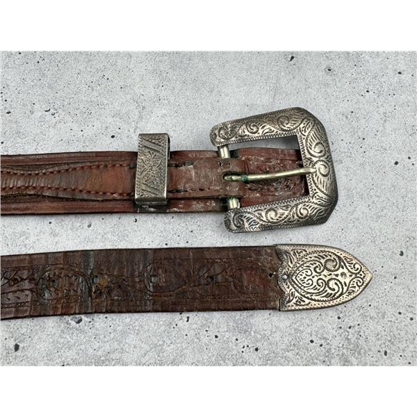 Sterling Silver Cowboy Ranger Belt Buckle Set