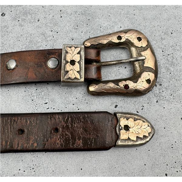 Sterling Silver Cowboy Ranger Belt Buckle Set