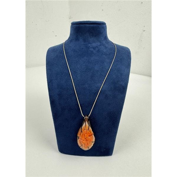 Sterling Silver Chain Blown Glass Necklace