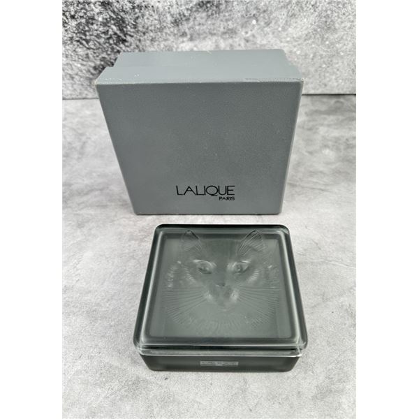 Lalique France Crystal Cat Box