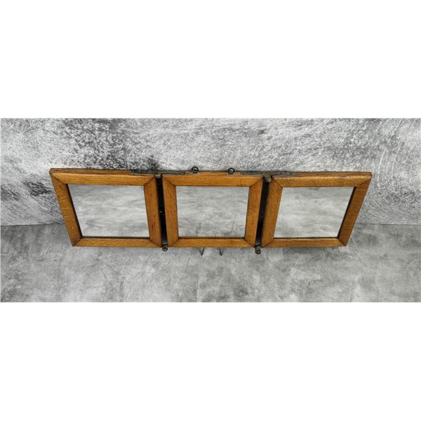 Antique Oak Trifold Dresser Mirror