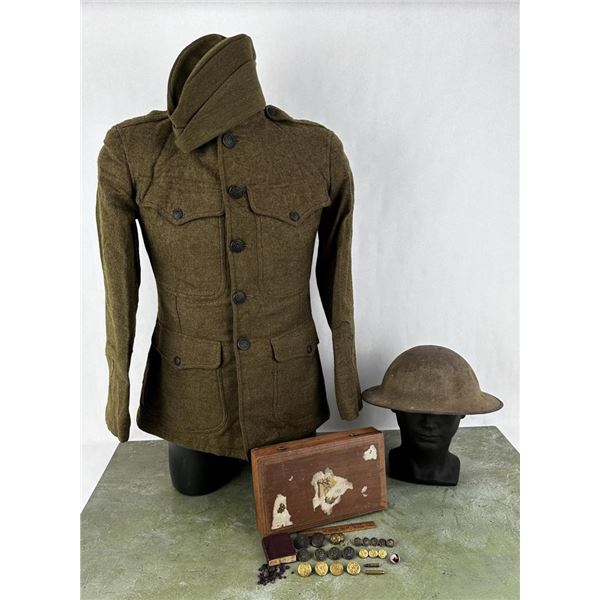 WWI WW1 US Army Doughboy Uniform Helmet Set