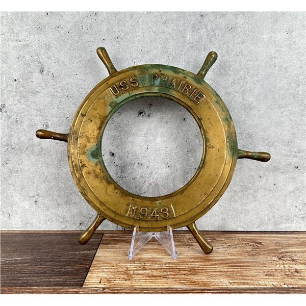 WW2 1943 USS Prairie Bronze Ship Wheel