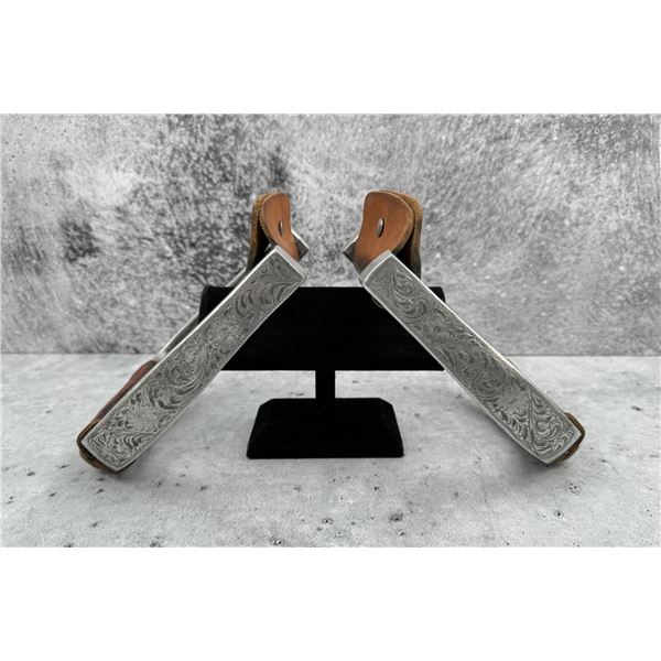 Walls Engraved Cowboy Horse Saddle Stirrups