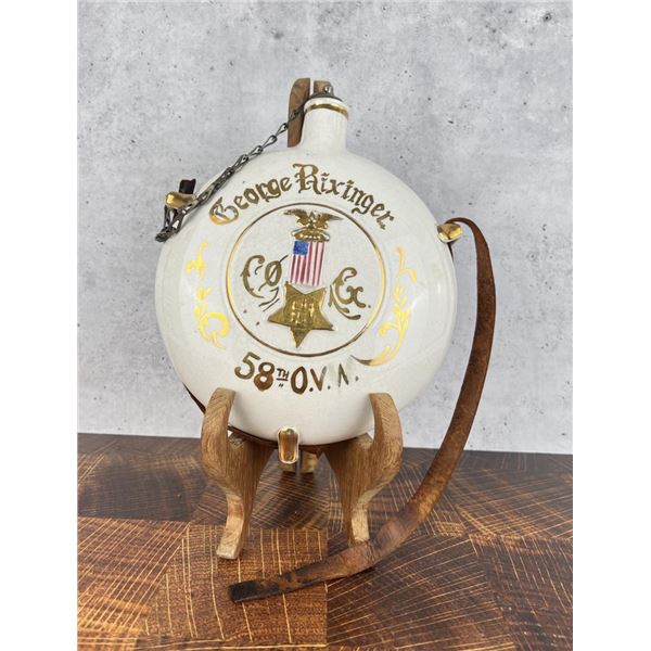 Civil War GAR Ohio Volunteer Porcelain Canteen