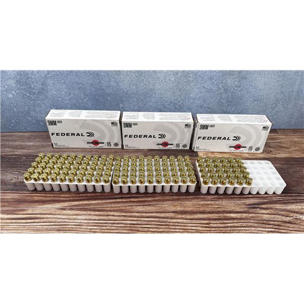 130 Rounds Federal 9mm Pistol Ammo
