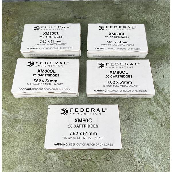 100 Rounds of Federal 7.62x51mm Rifle Ammo
