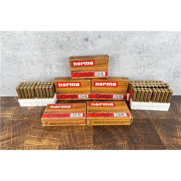 100 Rounds of 7.5x55 Swiss Rifle Ammo Norma