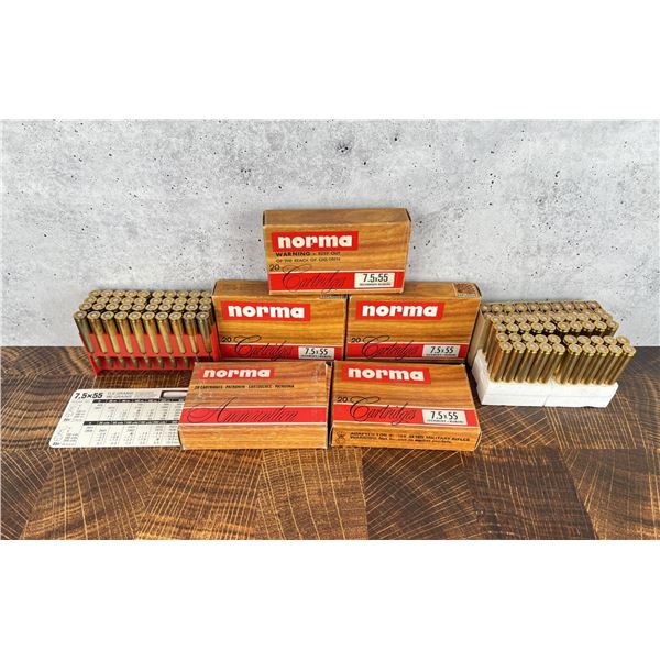 100 Rounds of 7.5x55 Swiss Rifle Ammo Norma