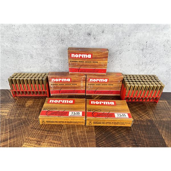 100 Rounds of 7.5x55 Swiss Rifle Ammo Norma