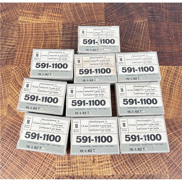 100 Rounds of 7.5x55 Swiss Rifle Ammo GP11
