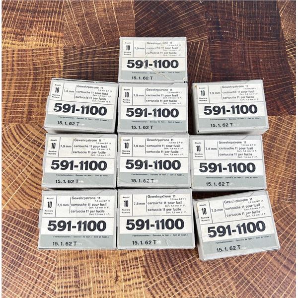 100 Rounds of 7.5x55 Swiss Rifle Ammo GP11