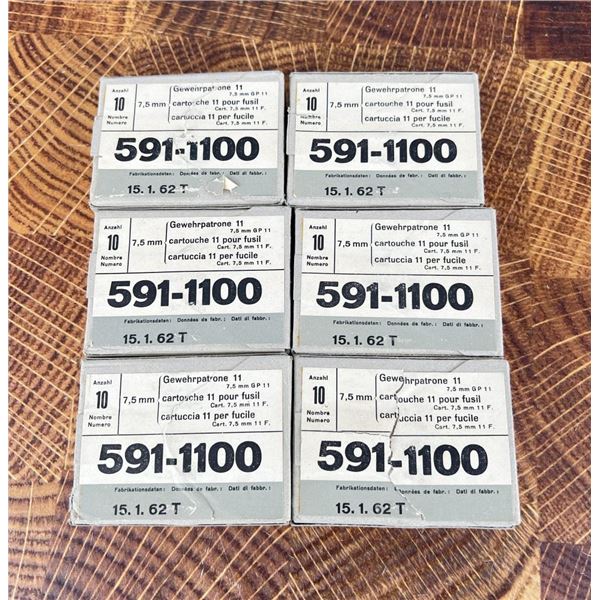 60 Rounds of 7.5x55 Swiss Rifle Ammo GP11