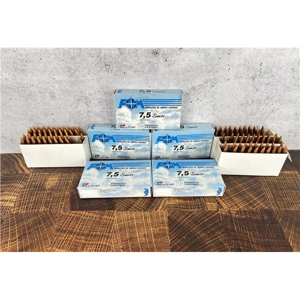 100 Rounds of 7.5x55 Swiss Rifle Ammo FNM