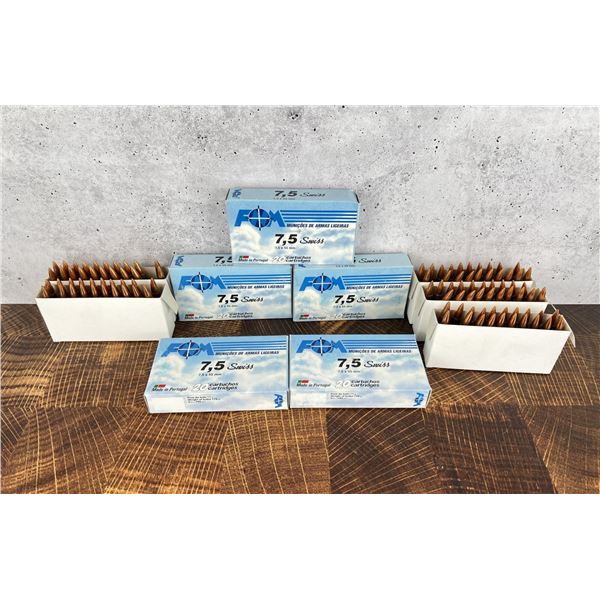 100 Rounds of 7.5x55 Swiss Rifle Ammo FNM