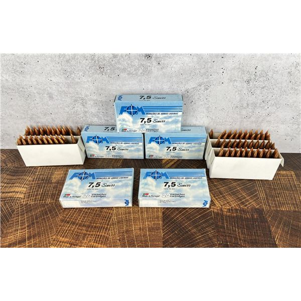 100 Rounds of 7.5x55 Swiss Rifle Ammo FNM
